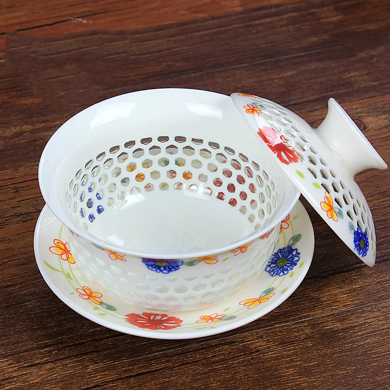 Керамический чайник gaiwan в китайском стиле кунг фу (220 мл) сотовый перфорированный