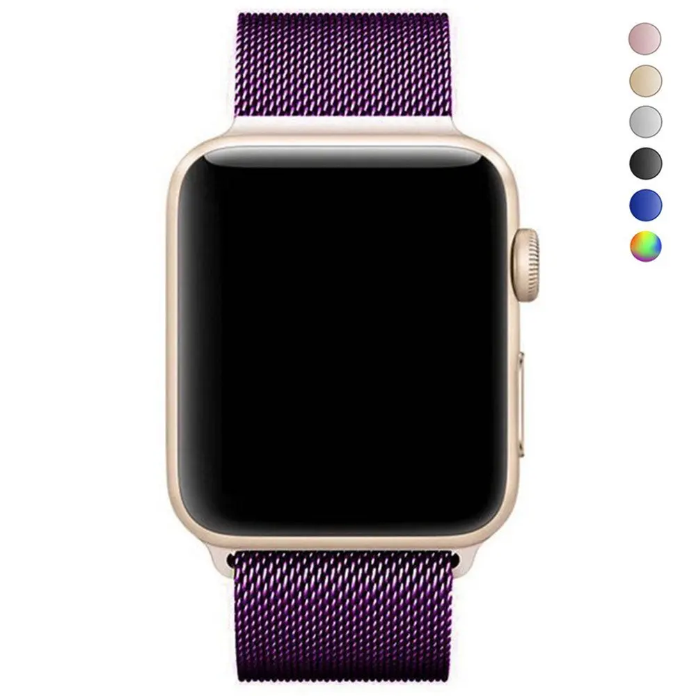 44, 40, чехол для Apple Watch, ремешок, чехол, серия 4, 3, 1, 2, 38 мм, 42 мм, спортивное издание, Миланский металл, нержавеющая сталь, магнитная Радуга
