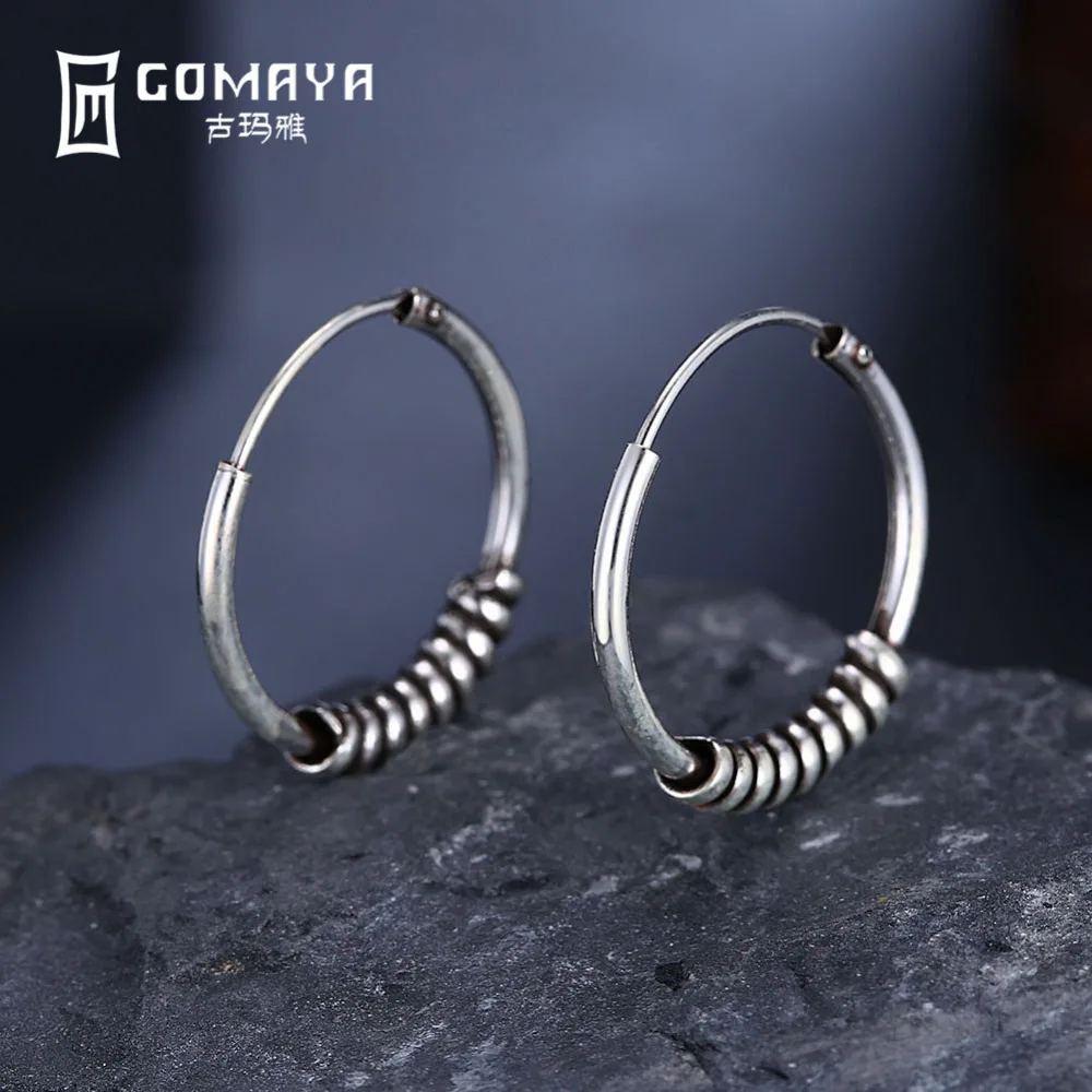 Винтажные большие круглые серьги кольца GOMAYA из стерлингового серебра 925 пробы