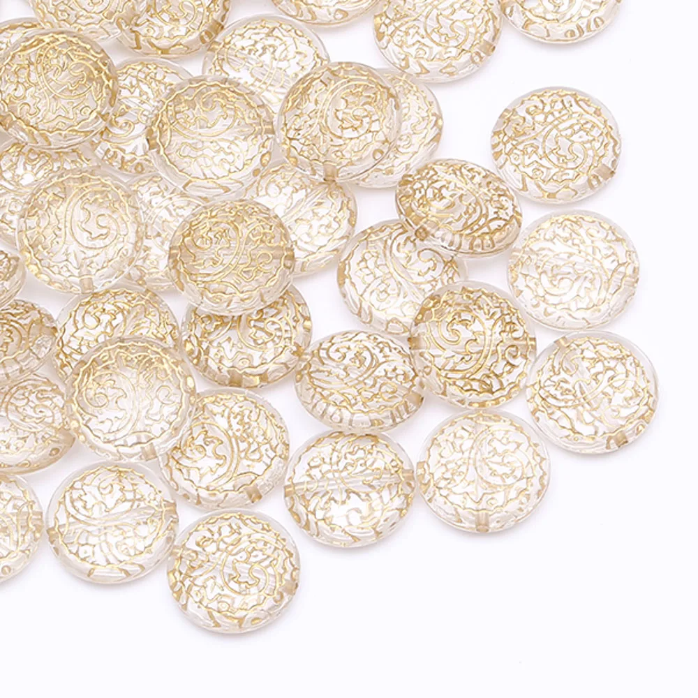 

CHONGAI 50Pcs Vintage Inspired Ethnic Acrylic Antique Style Design Flat Round Spacer Bead For Jewelry Making DIY 6X18mm