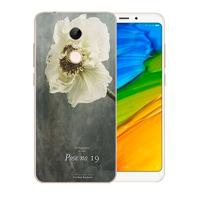 5.7 inch For Xiaomi Redmi 5 Phone Case Soft Silicone TPU Back Cover for Protect Blossom Pattern xaomi funda |