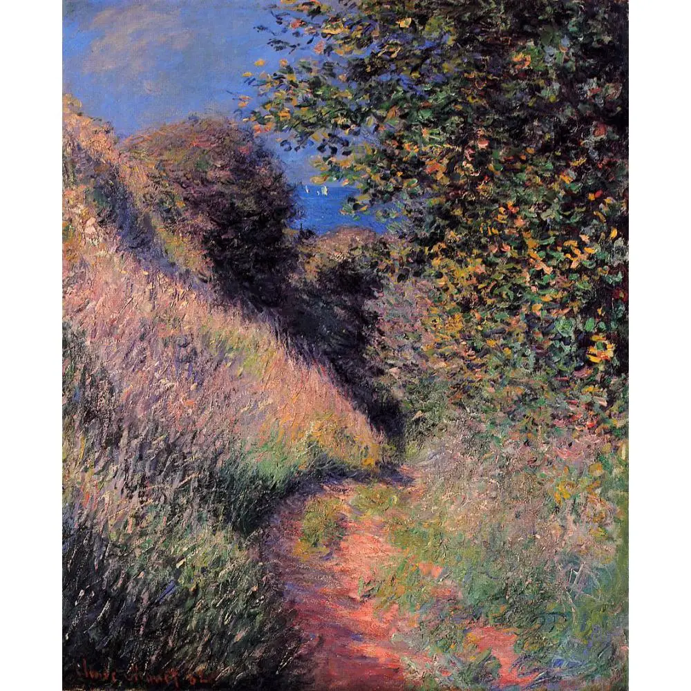 Ручная роспись картины маслом Клода монета холст художественный путь по скалам