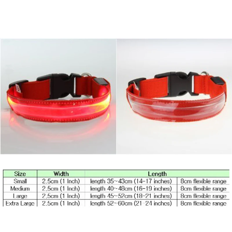 Namsan Hot Selling Red Color Lighting Luminous Led Fluorescent Dog Collar Pet Supplies Size S-XL | Дом и сад