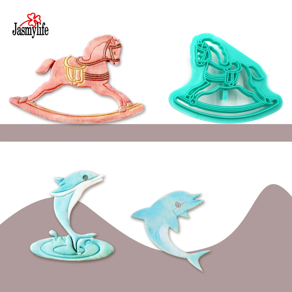 3 шт. резак для печенья с дельфином трояном лошадью пластиковый помадки сделай