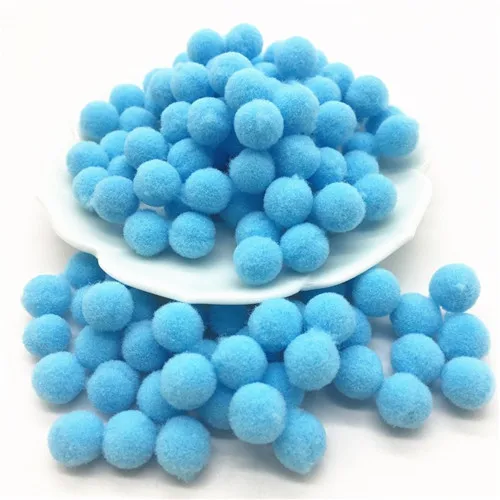 07 Sky blue 10 мм многоцветный помпон, мягкие круглые пушистые Помпоны, плюшевые помпоны для рукоделия, мячи, пушистые Помпоны, домашние украшения для детских игрушек, самодельные принадлежности, 100 шт - Цвет: 07 Sky blue