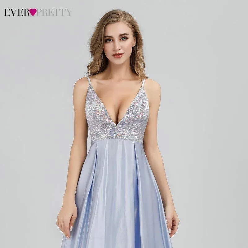 Сексуальные синие платья подружки невесты Ever Pretty с блестками а силуэта v образным