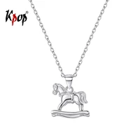 kpop carousel pendant necklace animal jewelry bridal gifts 925 sterling silver dainty merry go round necklace for women p6227