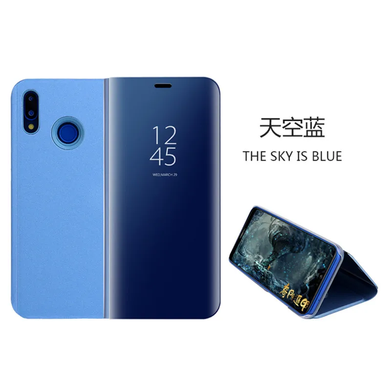 Роскошный зеркальный флип чехол для Huawei p20 pro Capa p Smart Plus с подставкой защита Nova 3e P20