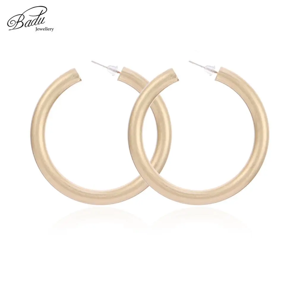 184502 small gold Badu, матовые, золотые, серебряные, круглые серьги-гвоздики, в стиле панк, большие круглые обручи для женщин, модные украшения для рождества, серьги - Окраска металла: 184502 small gold