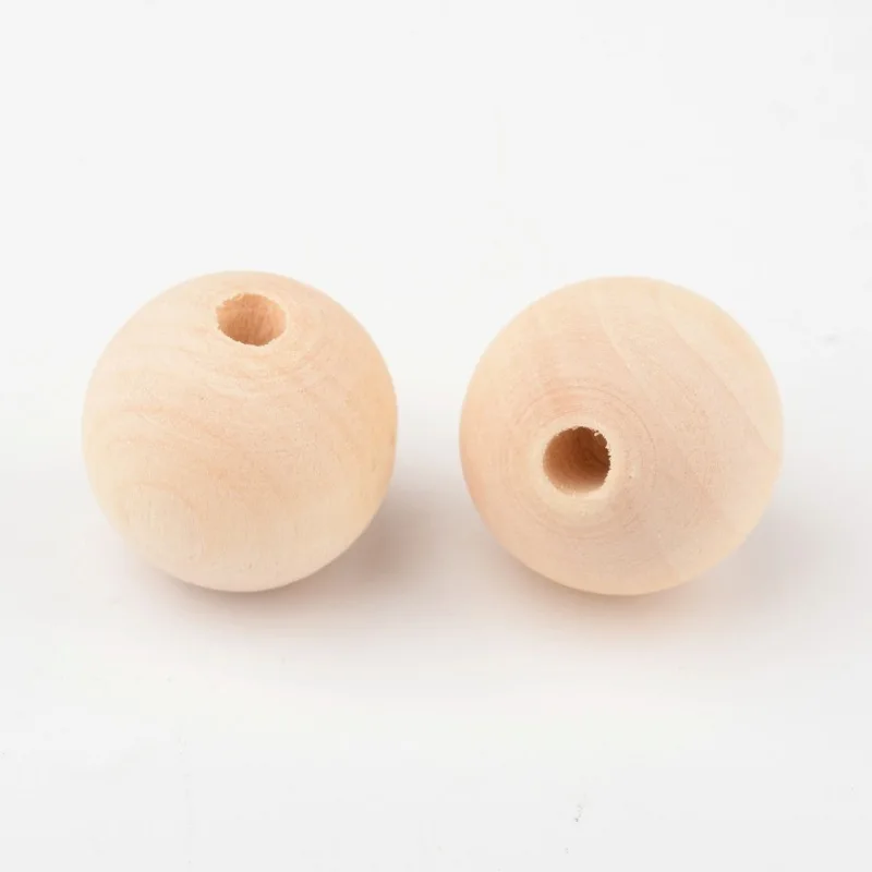 100pcs Wood Beads Round Bisque For DIY Jewelry Wooden Necklaces Bracelets Making Handicrafts Supplies 20x18mm Hole:4mm | Украшения и