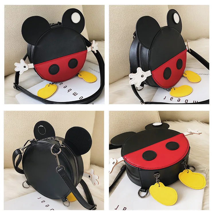 Disney Микки Маус леди мультфильм PU Сумка Круглый Мода Сумка подарки для девочек хранения пакет, косметичка