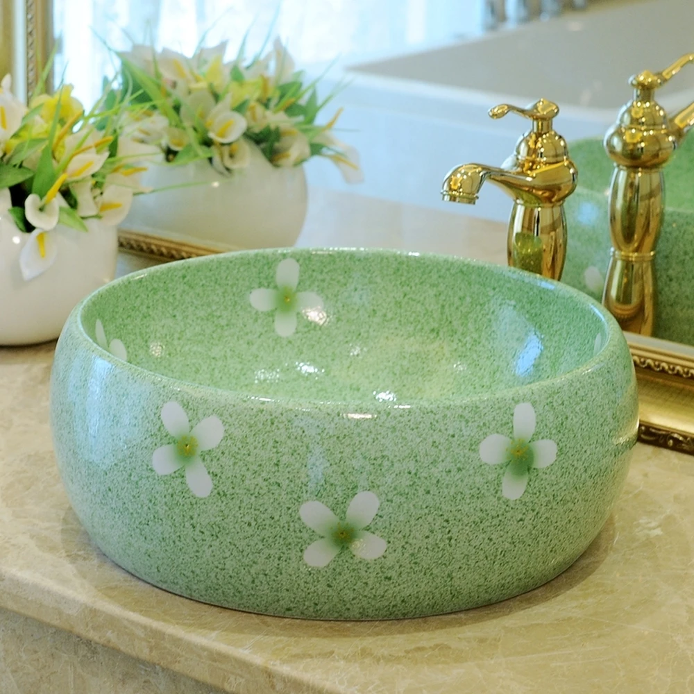 American country above counter basin round washbasin bathroom ceramic wash sink large home garden LO613545 | Обустройство дома