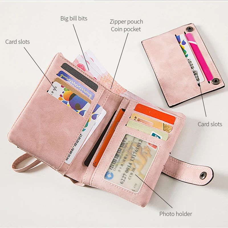 GFLV Brand Vintage Wallet Women 2 In 1 Money Bag Scrub Leather Hasp Wristlet Purse Card Holder Zipper Coin | Багаж и сумки