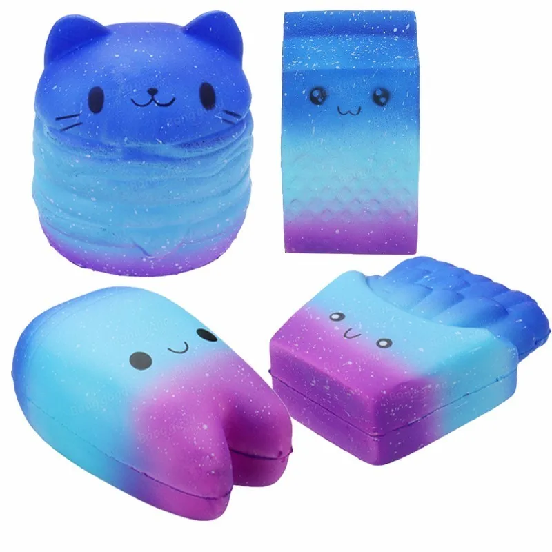 SWEES Kawaii Squishy Jumbo Радуга лицо французского пожаров/Kitty Cat гамбургер/зубы/молока