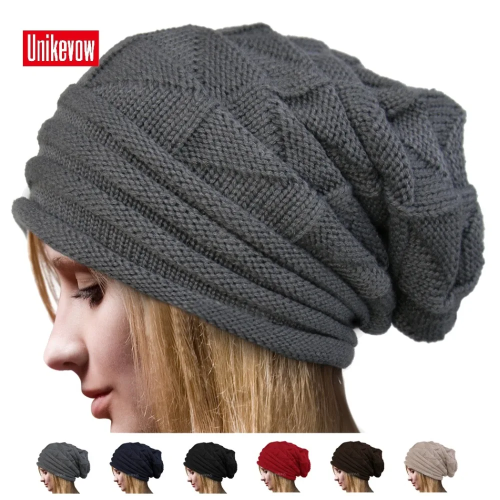 

European Style Elegant Women Hat Winter Fall Beanies Knit Crochet Hats For Woman Ladies Female Fashion Oversized Slouch Cap