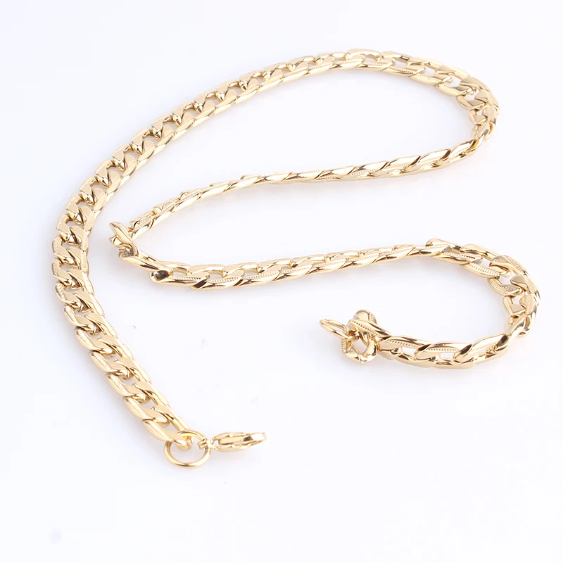 Бесплатная доставка 8 мм Длина 60 см цвет золотистый высекая stripe Плоские цепи 316L из