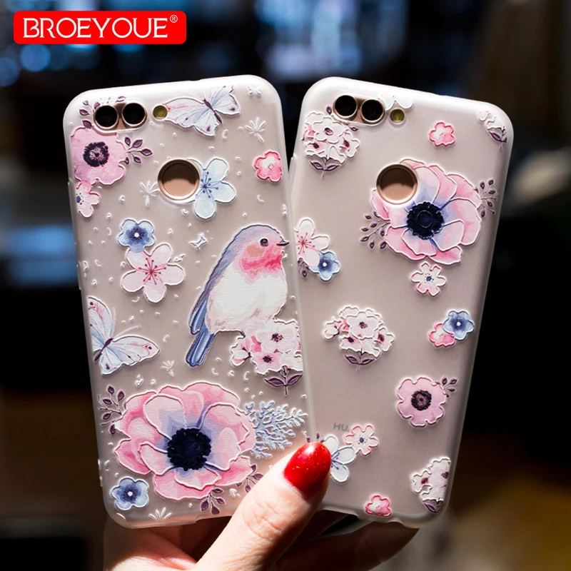 Silicone Case For Huawei P Smart 2019 P20 Pro P10 P9 P8 Lite 2017 Mate 20 10 3D Relief Flower P30 |