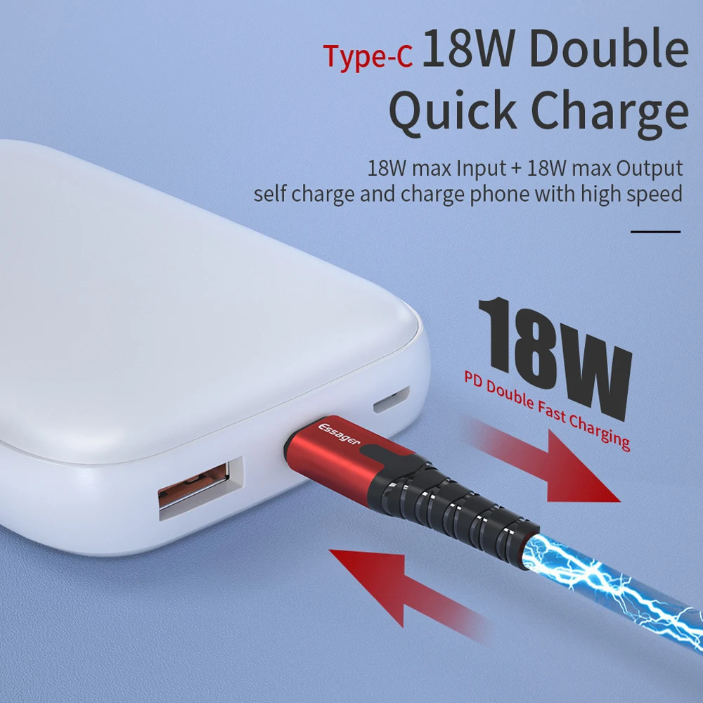 Essager mi ni power Bank Quick Charge 3,0 для Xiaomi mi 9 samsung huawei iPhone портативное зарядное устройство 10000 мАч usb type c PD power bank