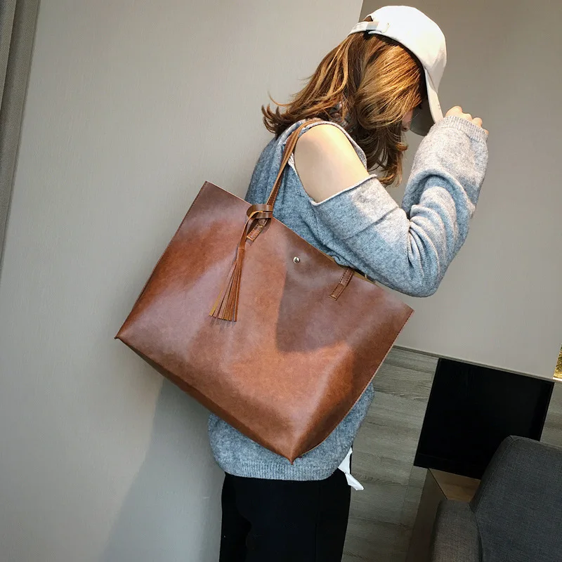 Повседневная женская сумка с кисточками из мягкой кожи женские сумки