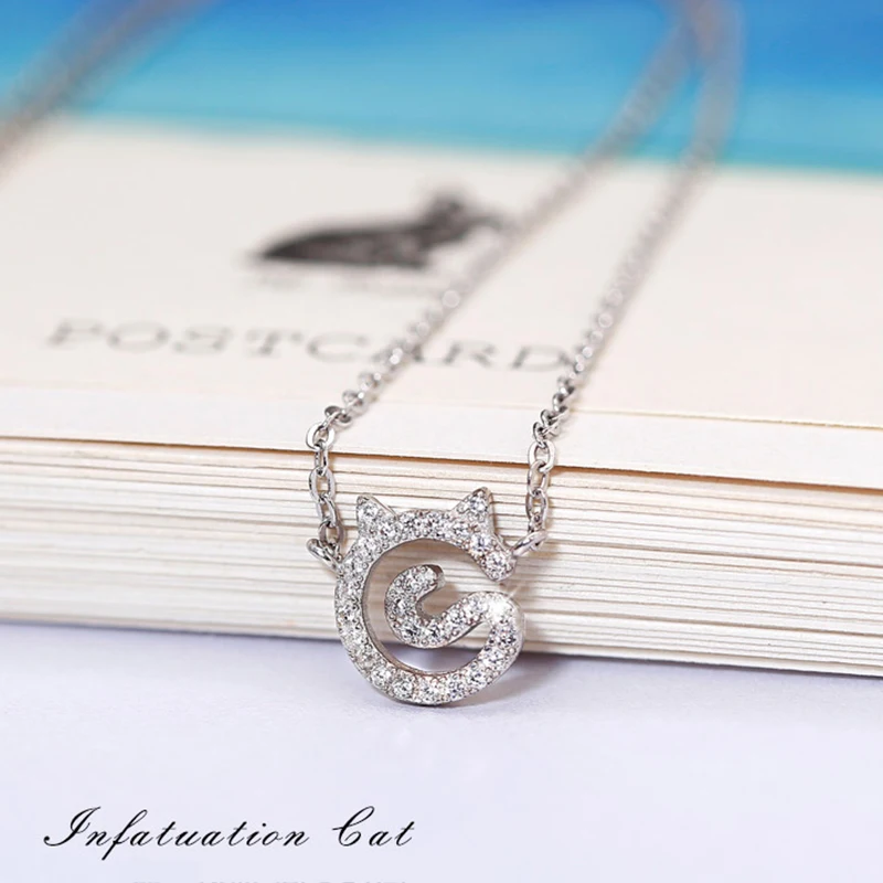 Новая мода милый кот натуральный циркон камень корейская бижутерия En Argent 925