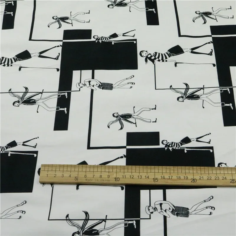 Fashion printed fabric 148cm wide cotton geometry villain 32 stretch satin print cloth spring and autumn | Дом и сад