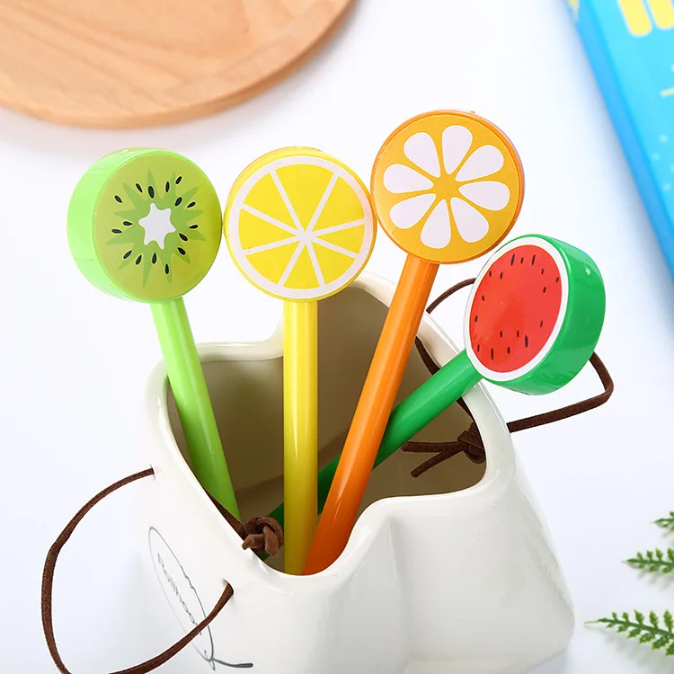 Cena 40 Sztuk Cartoon Okrągłe Głowy Owocowe Pióro Neutralne śliczne Nauka Papiernicze Artykuły Biurowe Z Czarna Igłą Rury Wody Długopis Signature