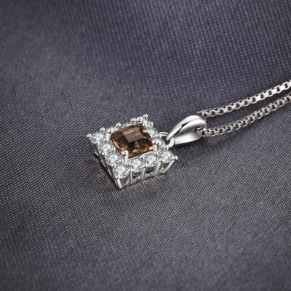Jewelrypalace бренд классический 0.6 КТ площадь-cut подлинная дымчатый кварц Halo Подвески