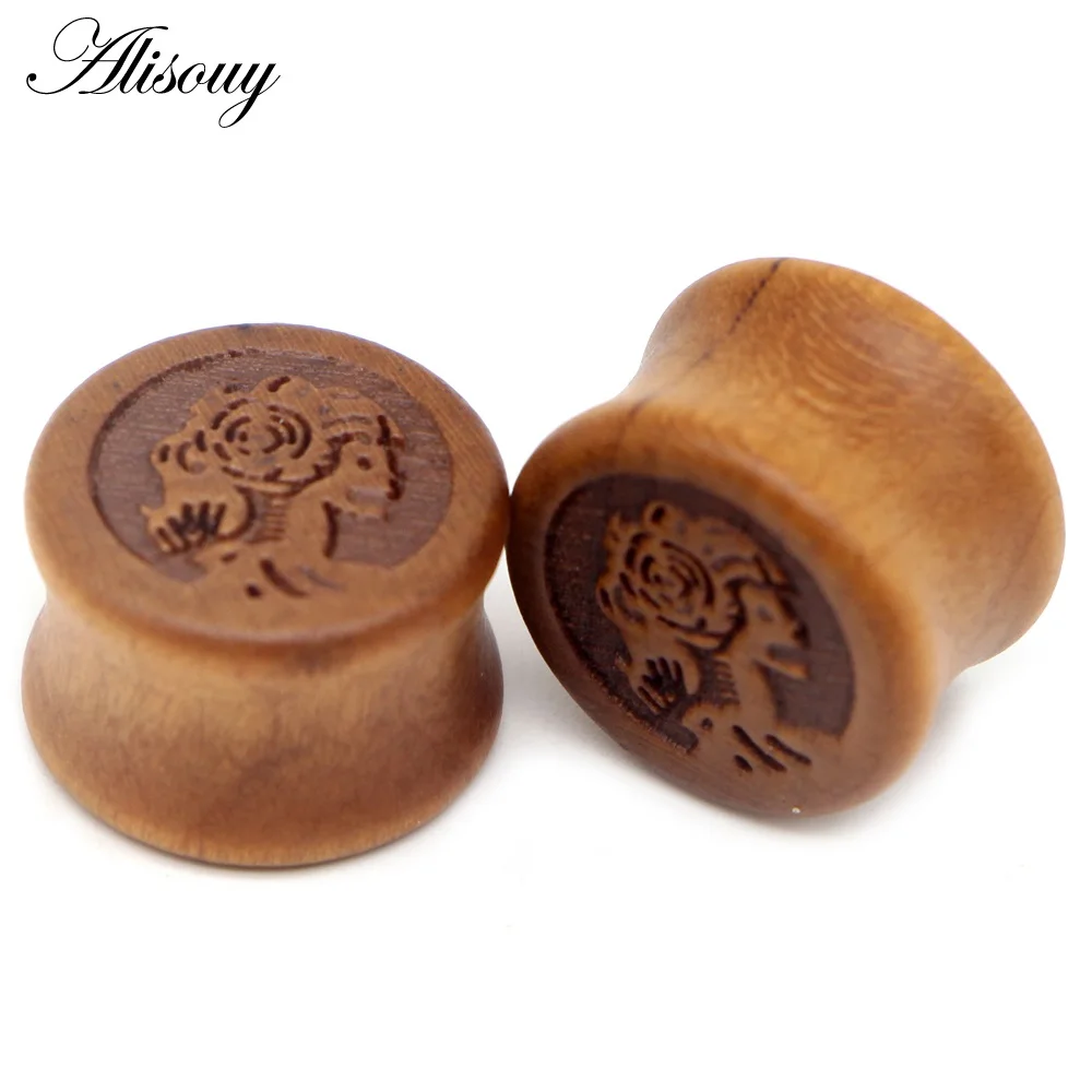878c Alisouy, 1 пара, новинка, деревянные беруши, измерительные серьги, для женщин и мужчин, телесный туннельный расширитель, пирсинг, носилки, пирсинг, ювелирные изделия - Окраска металла: 878c