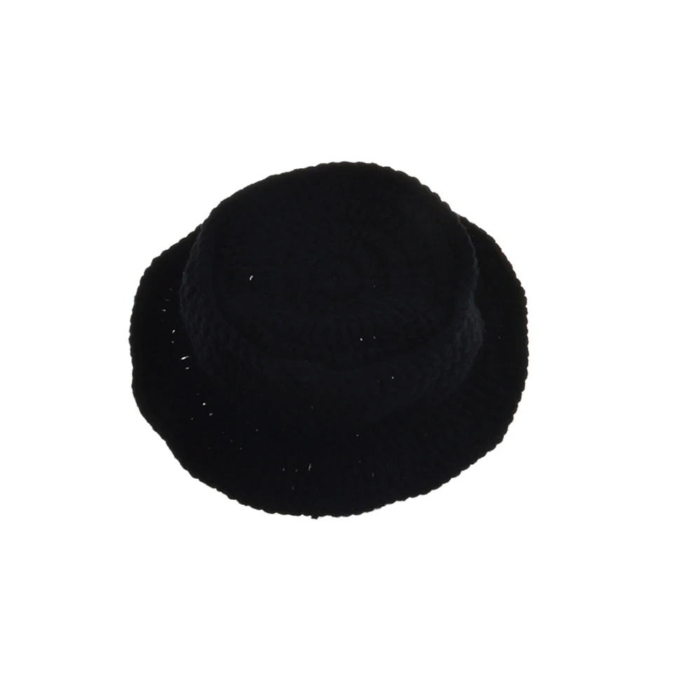 Черный Цвет для маленьких мальчиков Вязаная крючком шапка с бантиком узором