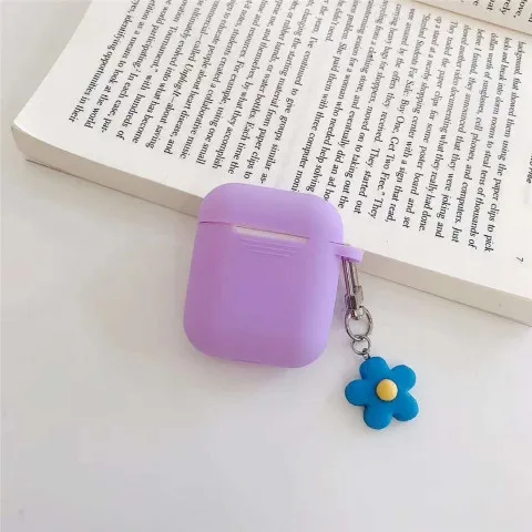 Цветок кулон мягкий силиконовый наушник чехол для apple airpods зарядная коробка Bluetooth беспроводные наушники защитный чехол сумка - Цвет: Light purple