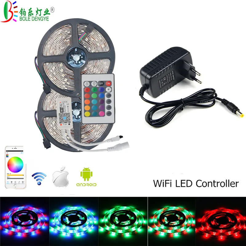 BOLEDENGYE RGB5050 30led/m гибкая лента светодиодная 5 м 10 полоса света полный комплект + WiFI