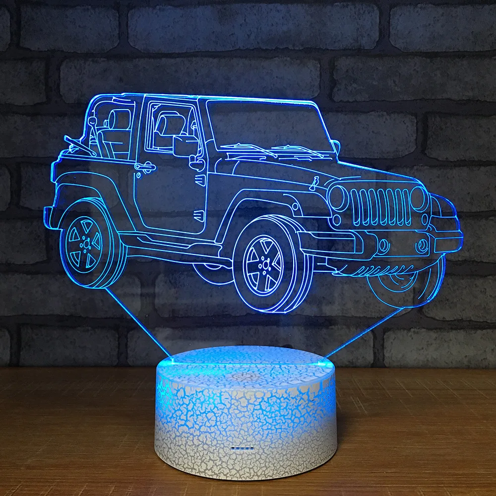 

Car Acrylic Colorful 3d Night Light 7 Color Change Usb Led Light Kids Room Led Decoration 3d Night Kids Lamp