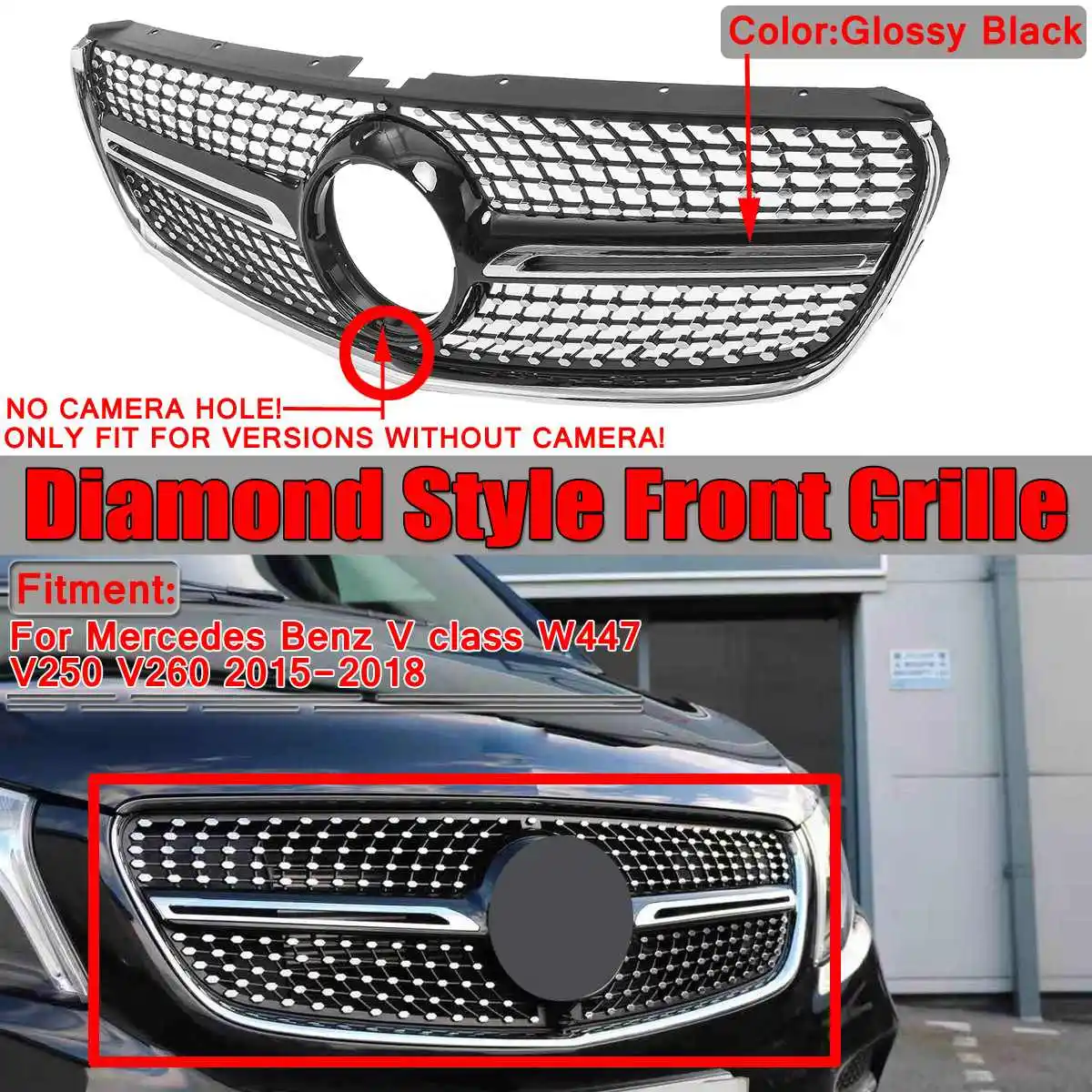 W447 V250 V260 Diamond автомобильный передний бампер решетка гриль для Mercedes Benz V класса W447 V250 V260 нет эмблемы