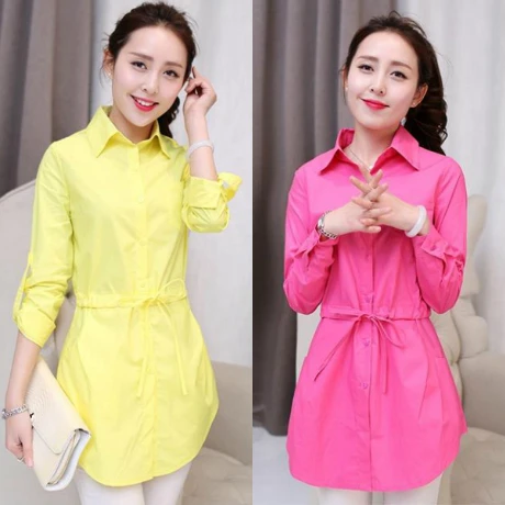 2016 Новую Рубашку Женщин Плюс Размер Женщина Блузка Рабочая Одежда Леди Длинное