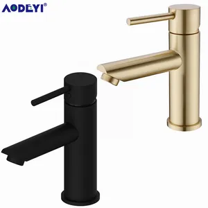 Смеситель для ванной AODEYI из твердой латуни, кран для горячей и холодной воды, устанавливается на палубу, краны для раковины с одной ручкой, матовый золотой и черный