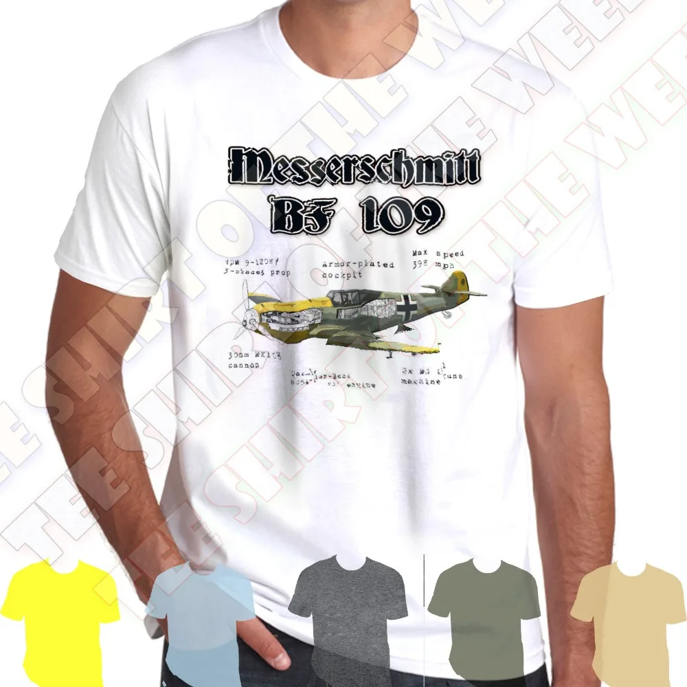 Messerschmitt BF 109 немецкая WW2 футболка для мужчин с изображением боевого самолета