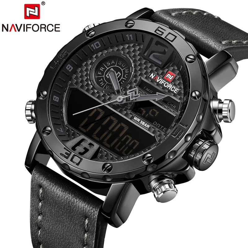 NAVIFORCE люксовый бренд мужские Модные светодиодные цифровые часы повседневные