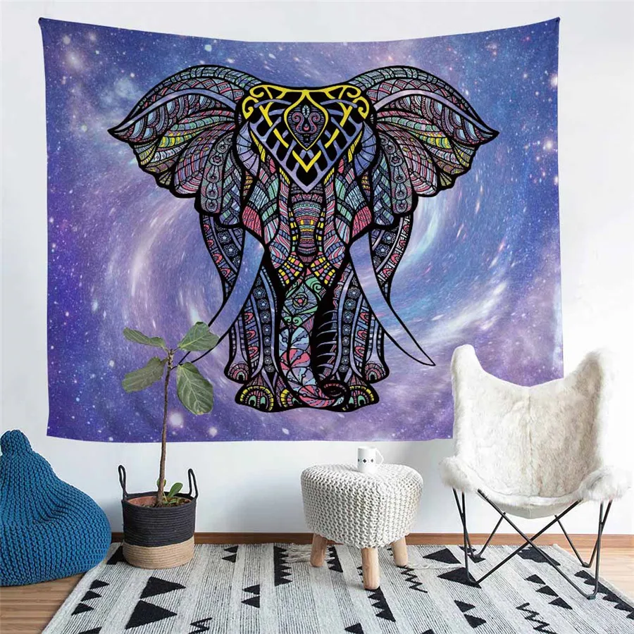 HELENGILI домашняя мебель Мандала звездное небо слон гобелен на стену подвесной