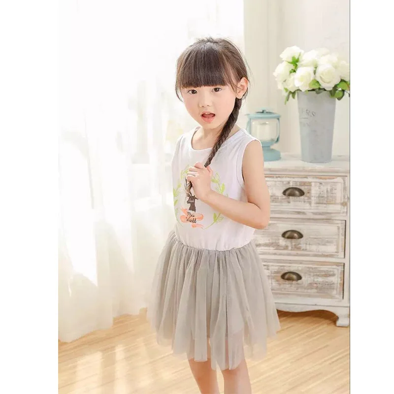 MCAGTZ Girls Dress 2016 Brand Clothes White Cartoon deer Print Voile Design for Kids Princess Dresses | Детская одежда и обувь
