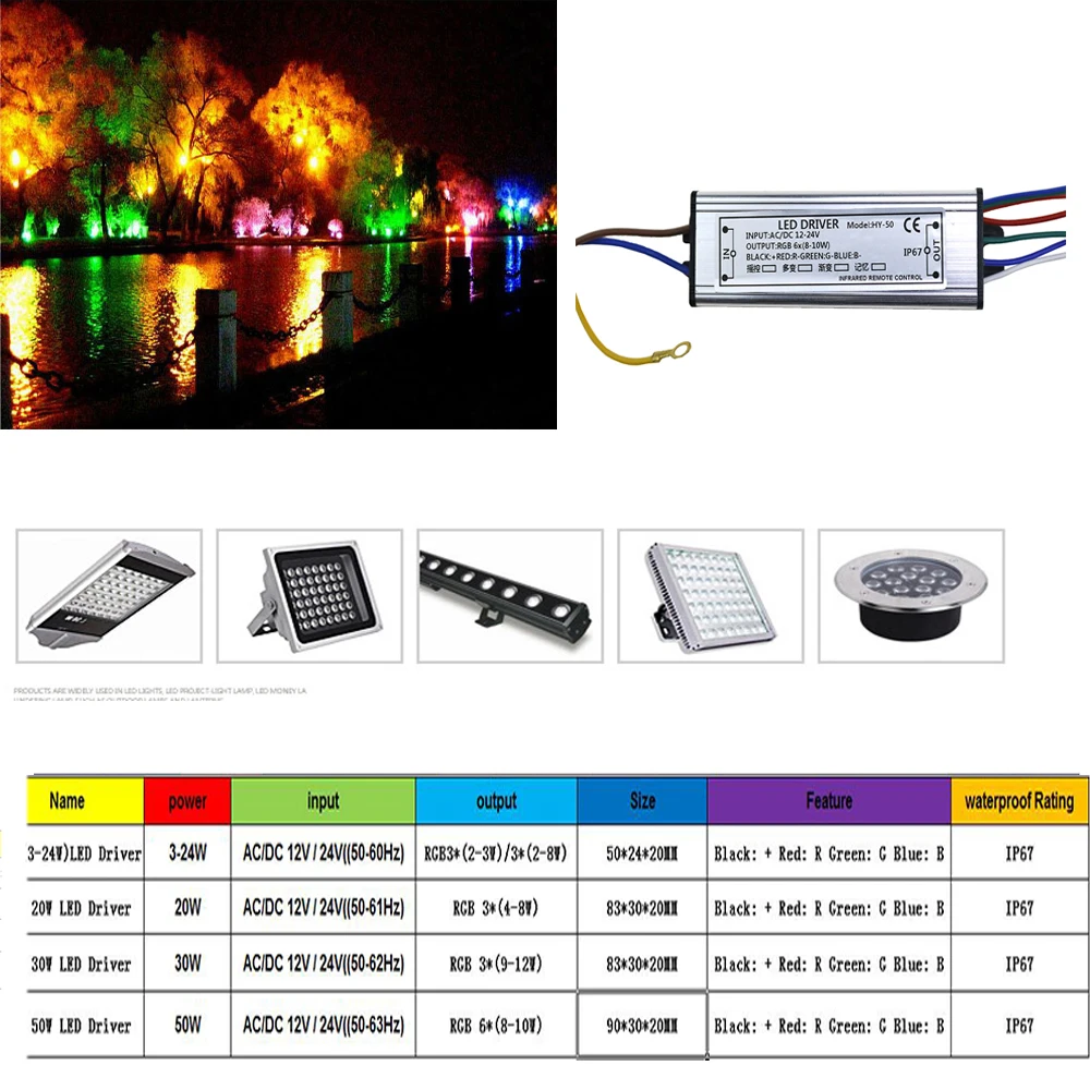 Светодиодная RGB лампа 10 Вт 20 30 50 Вт|led driver|rgb led driverled driver |