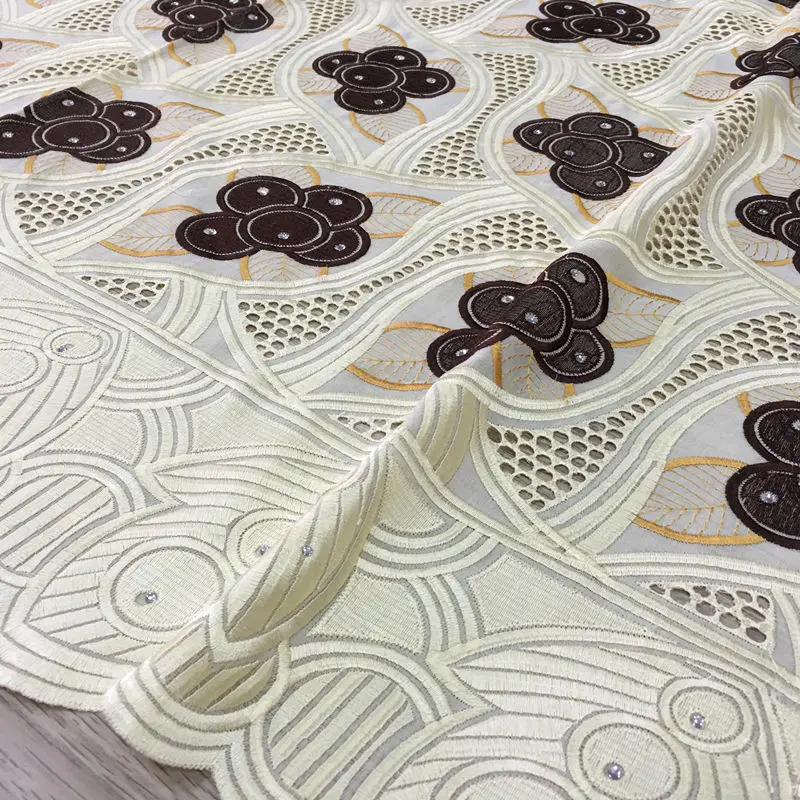 2019 Новый дизайн африканская ткань высокого качества хлопок кружева бежевый