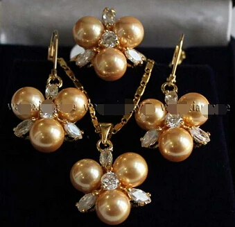 Бесплатная доставка 8 мм золотые жемчужные серьги/Кольцо/Ожерелье Подвеска Se |