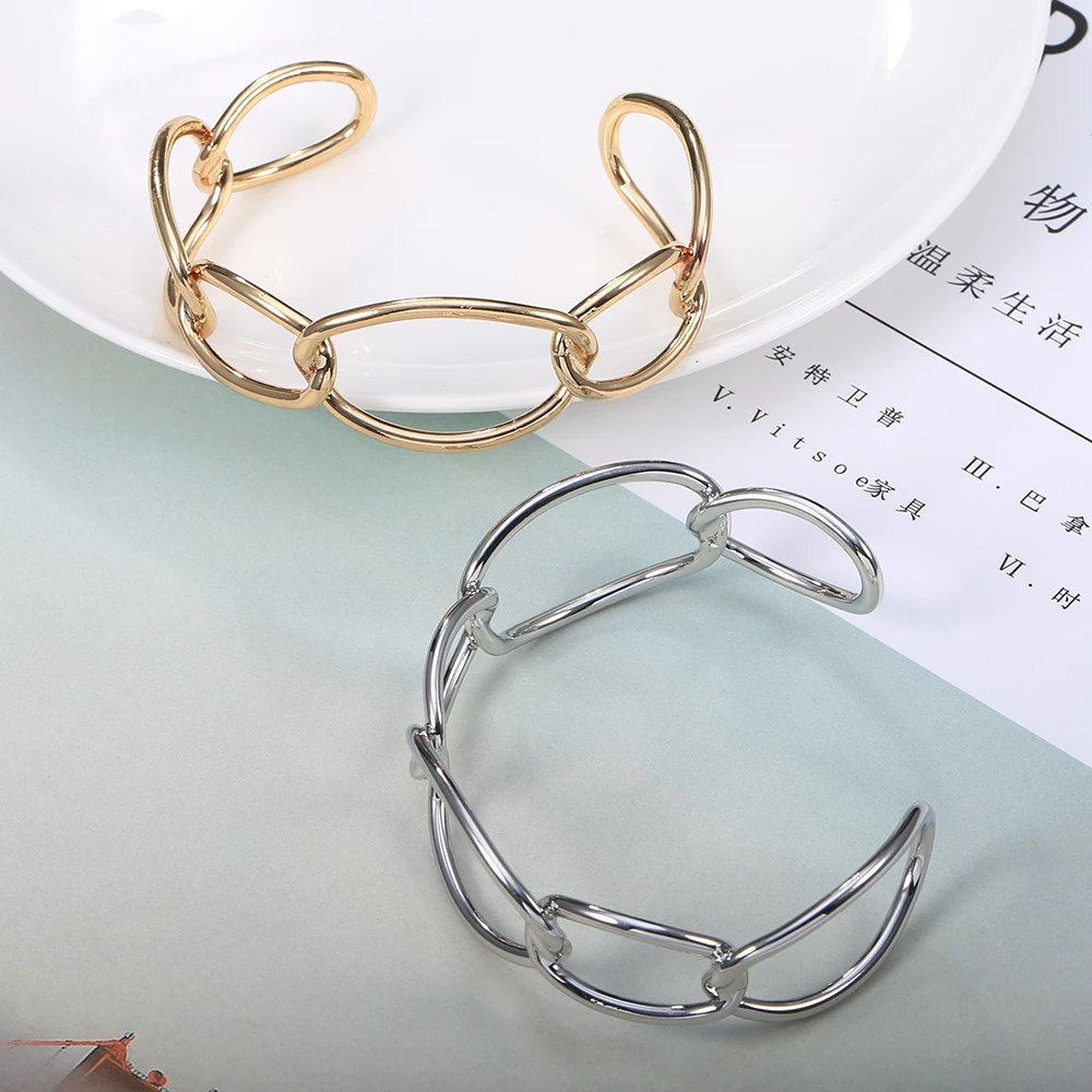 Simple Circles Gold Color Cuff Bangle for Women Personalized Geometric Bracelet 2019 Fashion Jewelry Mother Party Gifts | Украшения и