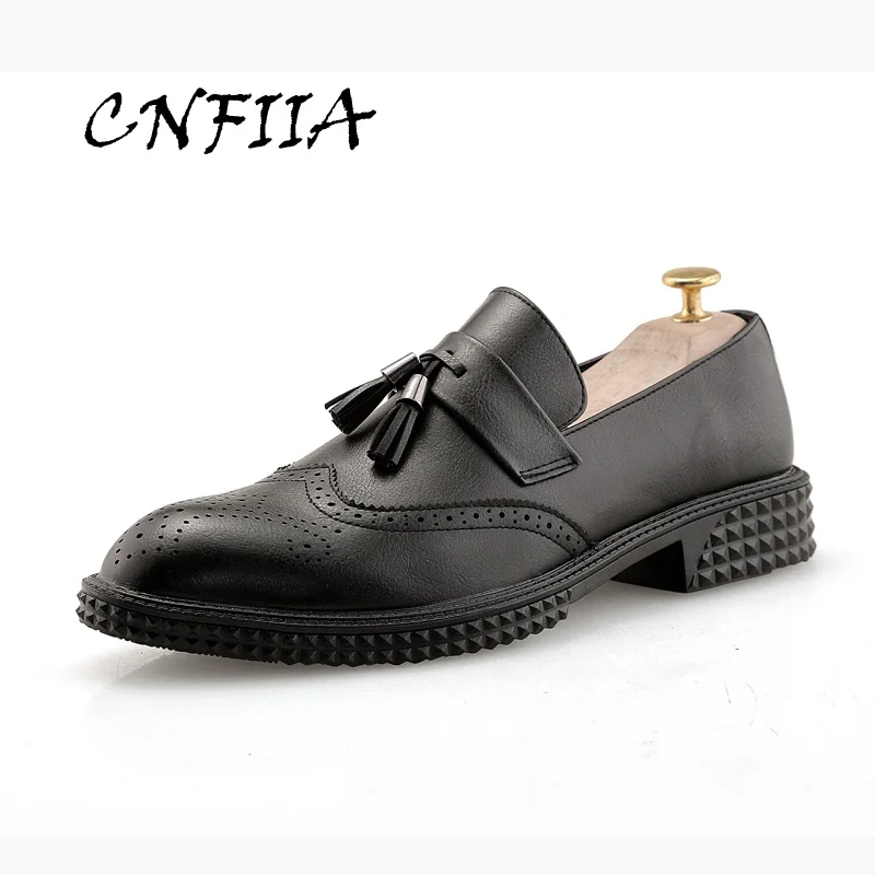 CNFIIA Men Loafers Moccasins Leather Shoes Black Brown Gray Classic Tassel 2018 Fashion Brand Quality New | Обувь