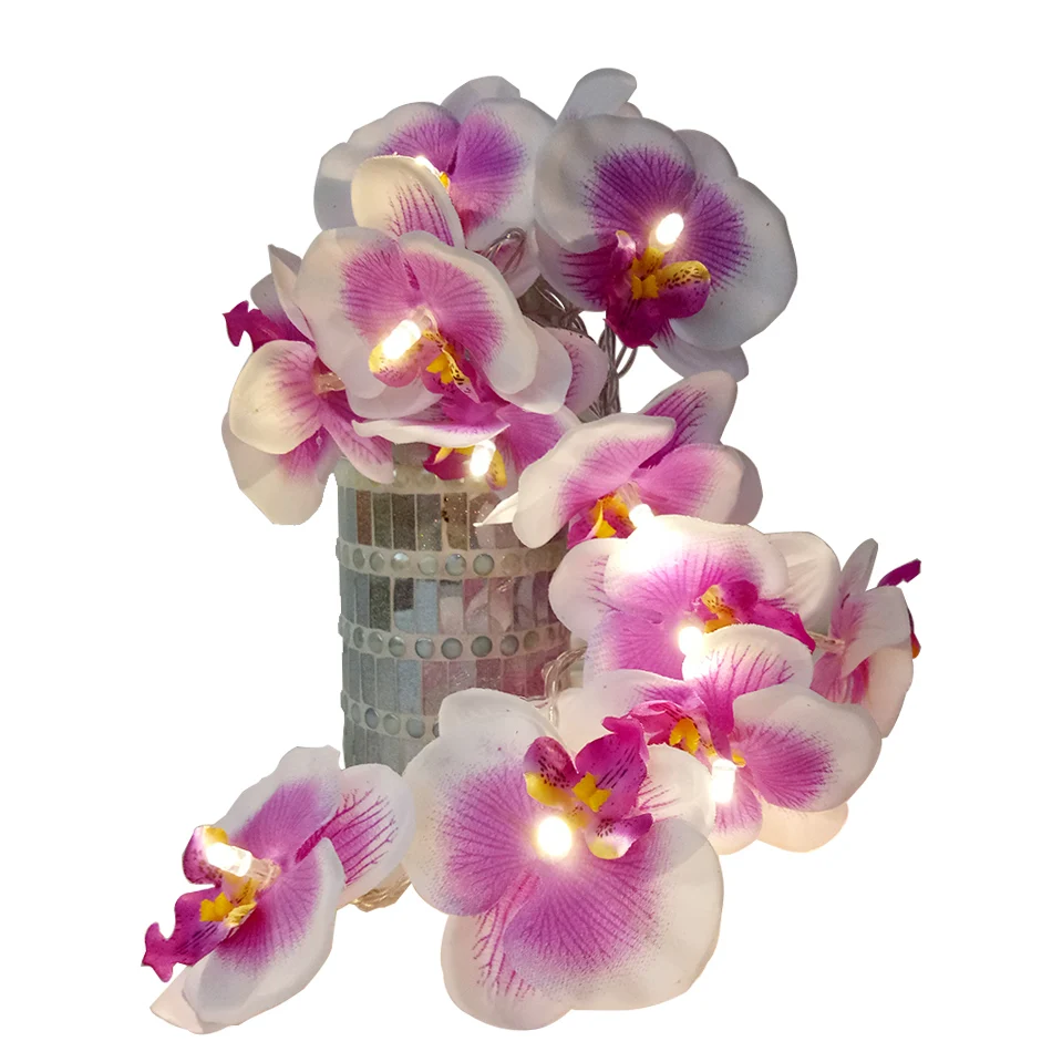 

Unquie Handmade Orchid Flower LED String Lights,Floral Holiday Lighting,Vase Flower Arrangement,Party Event Light Decoration