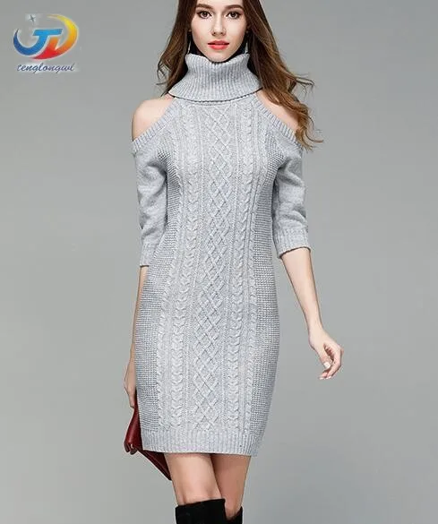 Tenglongwl теплая Вязание свитера платье пикантные Для женщин 2018 Демисезонный