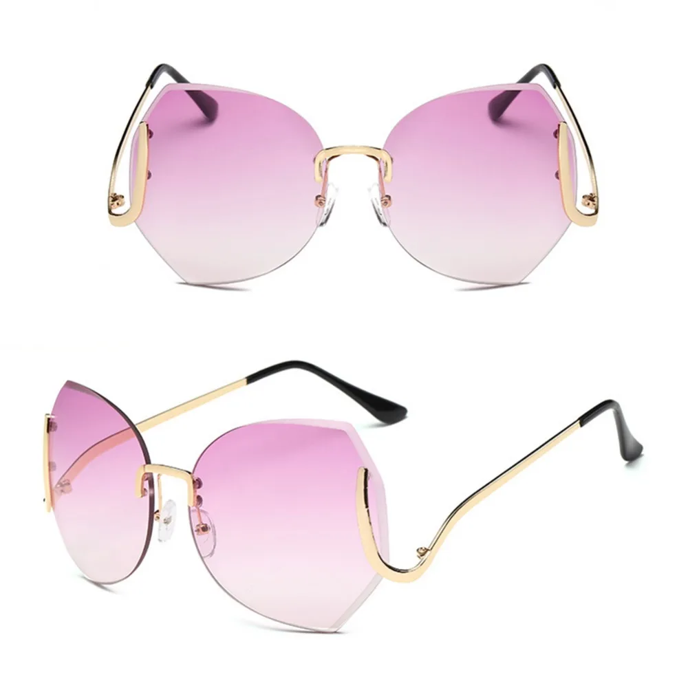 Элегантный больше обычного размера без оправы градиентный солнцезащитные очки