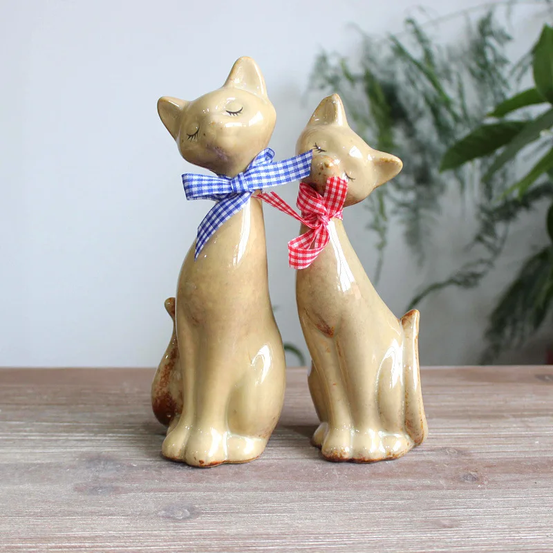 Буф 2 шт./компл. Современная Абстрактная живопись в виде пары кошек статуя