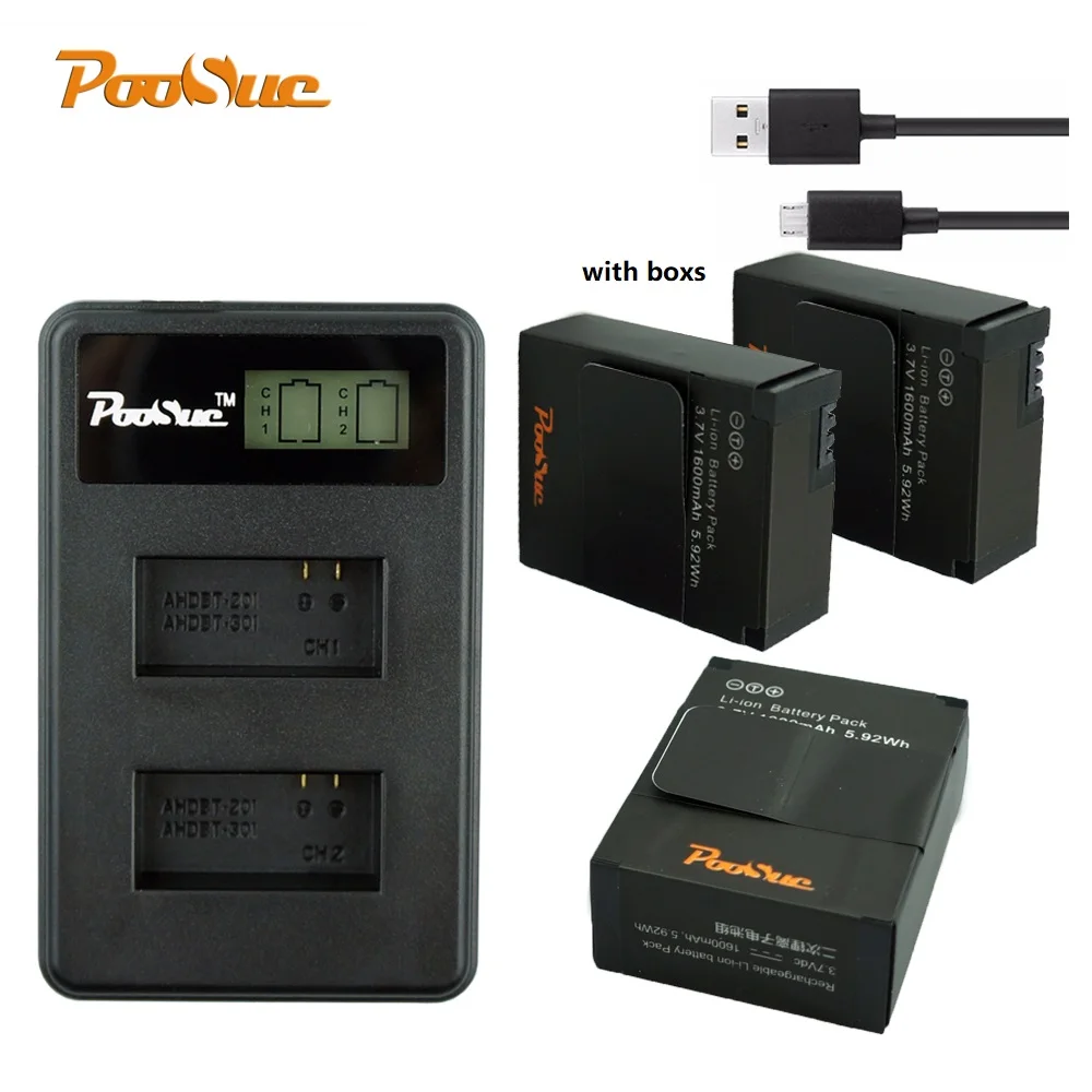 package C 3 шт. AHDBT-301 AHDBT 301 302 для GoPro Hero 3/3+ батареи+ светодиодный двойной зарядное устройство, Go Pro Hero 3 plus аккумулятор для экшн-камеры - Color: package C