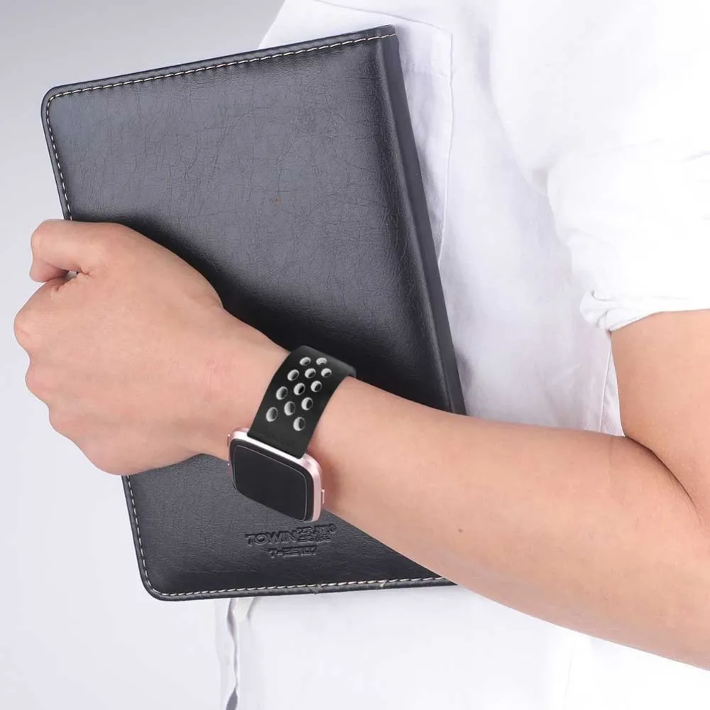 Дышащий двухцветный ремешок для часов Fitbit Versa Smart Watch силиконовый регулируемый